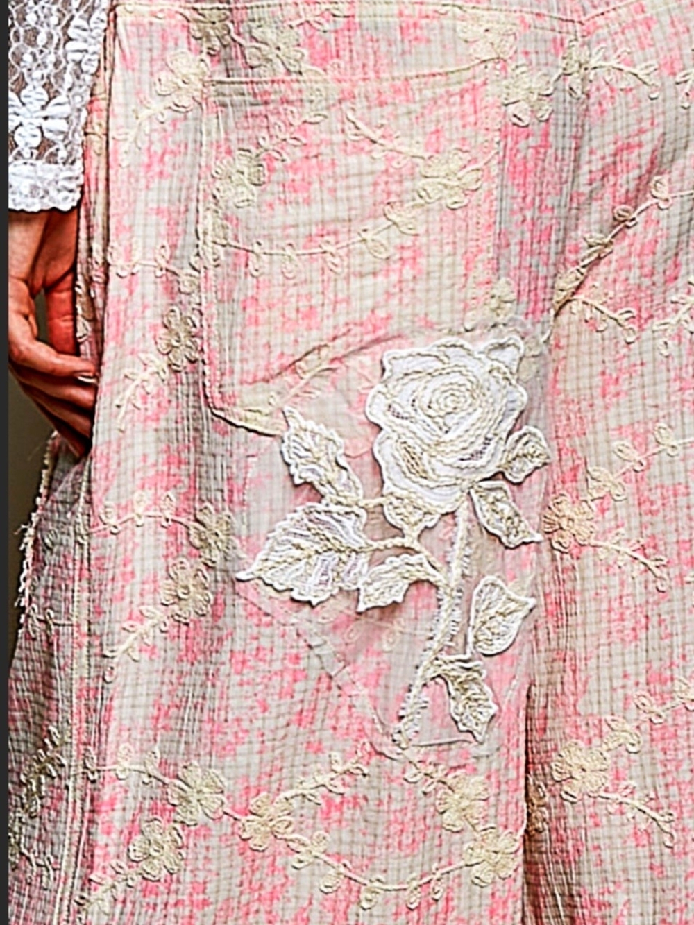 POL Pink Lace-Appliqué Embroidered Overalls - Picture 10 of 11